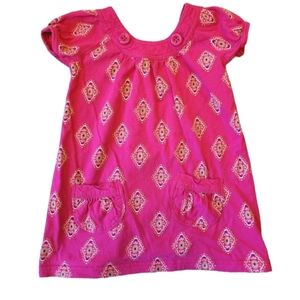 GAP Kids Y2k Fuschia pink patterned cap sleeve Pocket summer Dress